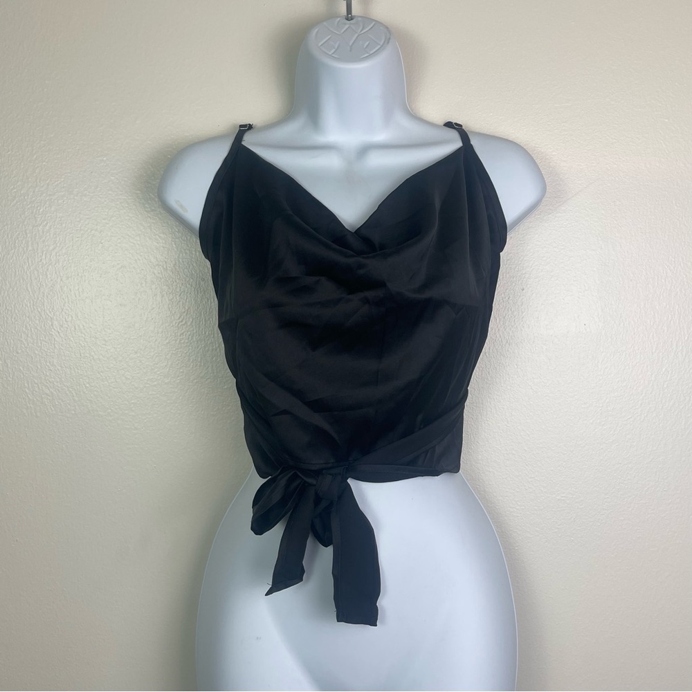 Black Camisole Tank Top with Tie Waist
